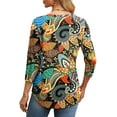 thumbnail image 4 of Fantaslook Womens Plus Size Tops 3/4 Sleeve Pleated Dressy Blouses Crew Neck Casual Tunic Tops Summer Shirts, 4 of 7