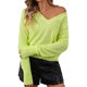 thumbnail image 1 of Gibobby Casual Suéter para Mujer, Suéter de Mujer de Moda Elegantes de Manga Larga Cuello V, Sueter para Mujer(Verde,XG), 1 of 4