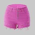thumbnail image 2 of vigerkar Ripped Jean Shorts for Women Mid Rise Frayed Raw Hem Stretchy Denim Shorts (Pink, S), 2 of 6