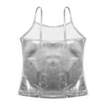 thumbnail image 3 of Raenseen Kids Girls Shiny Metallic Camisole Ballet Dance Tank Tops Summer Lightweight Gymnastic Silver 6, 3 of 6