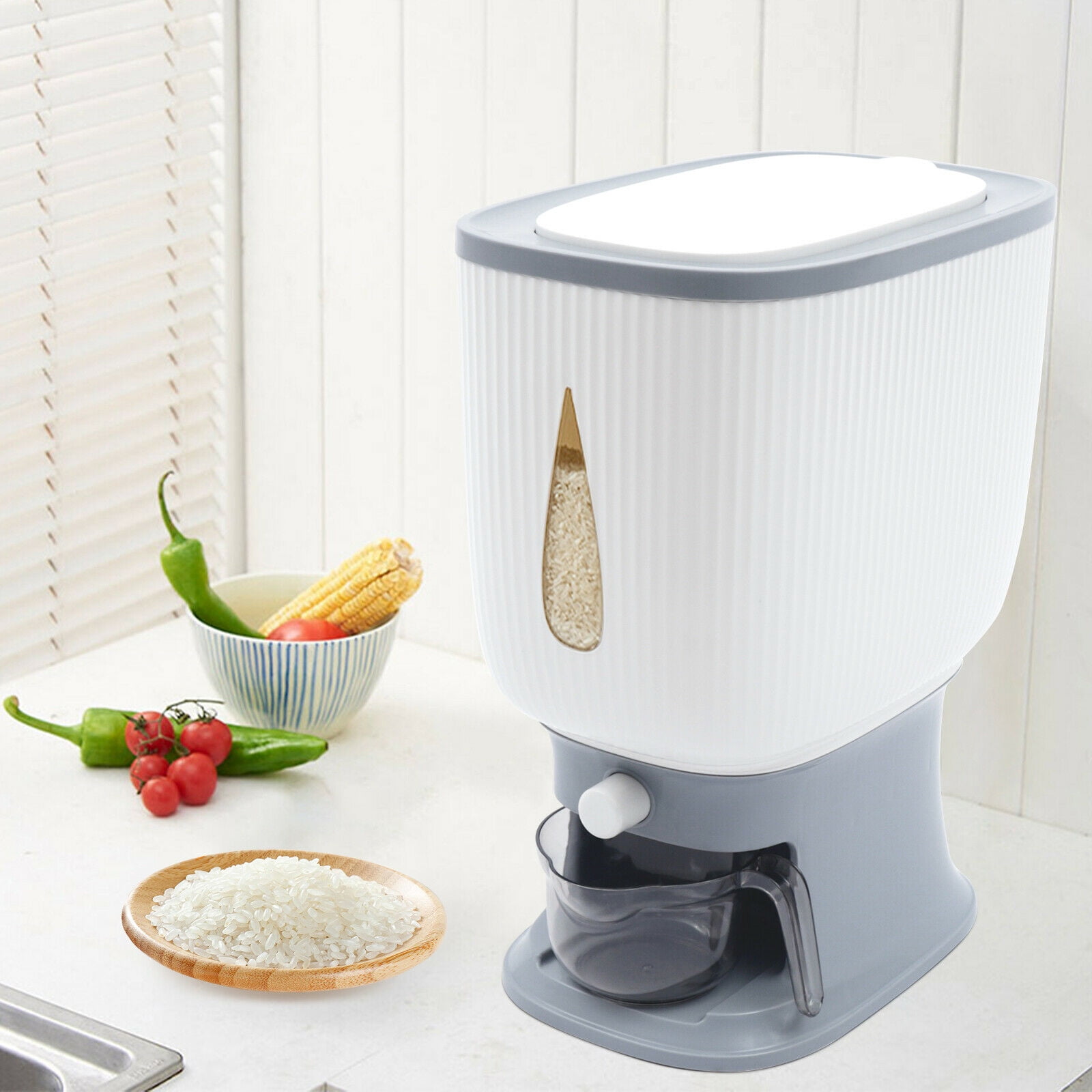 DENEST Grain Rice Container Kitchen Storage Cereal Dispenser Food Box