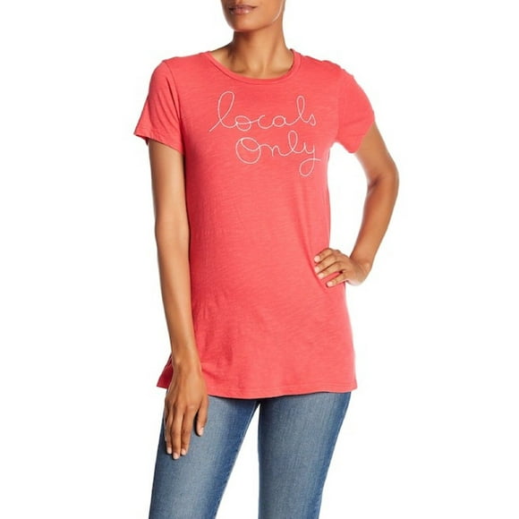 SUNDRY LOCALS ONLY Embroidered T-Shirt Top Cotton Hibiscus ( 2 )