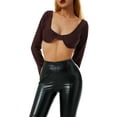 thumbnail image 5 of Gzhioc Women Crop Tops, Solid Color Low Cut Long Sleeve T-shirt Showing Belly Button Clubwear, 5 of 9