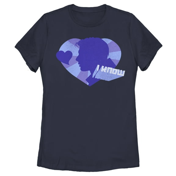 Women's Star Wars Han Solo I Know Heart Graphic Tee Navy Blue Small