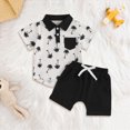 thumbnail image 2 of mgoYE Baby Boy Clothes 12-18 Months Toddler Baby Boy Clothes Tropical Vacation Summer Outfits Button Short Sleeves Hawaiian Beach Shirts & Shorts with Pockets(Black,0-6 Months), 2 of 7