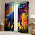 thumbnail image 2 of Erosebridal Watercolor Dinosaur Bedroom Curtains Bed Cartoon Dino Living Room Curtains, Jungle Animal Curtains Tyrannosaurus Rex Curtains & Drapes, Wild Blackout Curtains, 2 of 6