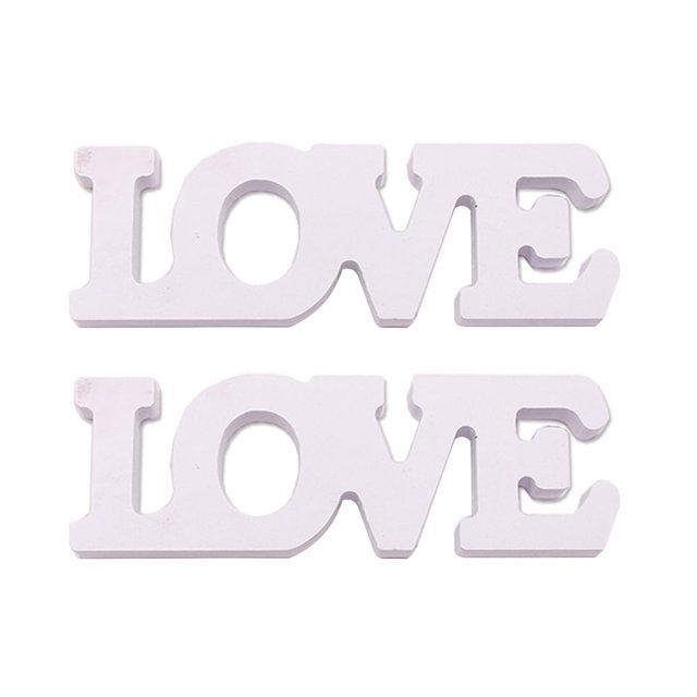 Letrero de boda con letra de AMOR, decoración de mesa independiente, accesorios de madera para fiesta de aniversario, 2 piezas