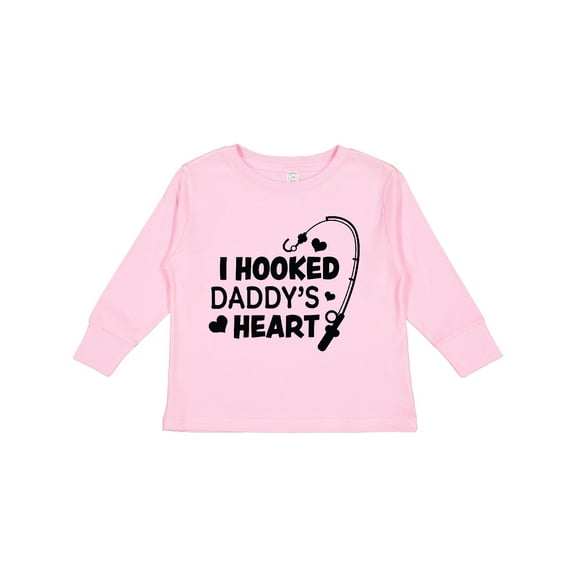 Inktastic I Hooked Daddy's Heart with Fishing Rod Boys or Girls Long Sleeve Toddler T-Shirt
