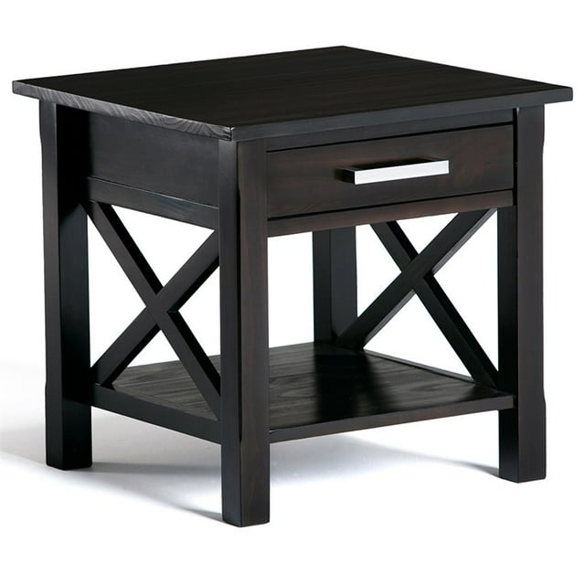 Simpli Home Kitchener Square End Table in Walnut Brown