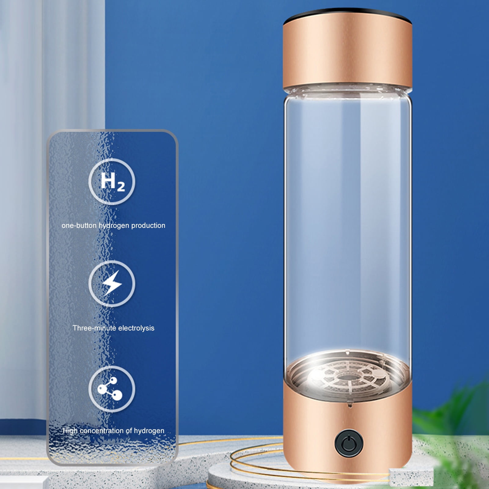Homelife Portable Hydrogen Rich Water Cup Leak-proof Transparent Glass Water Bottle Hydrogen & Oxygen Separation Smart Water Kettle for Outdoor Travel Camping Hiking