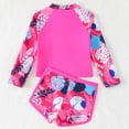 thumbnail image 6 of REDARER Girls Tropical Floral Print Two Piece Swimsuit Long Sleeve Zip Up Rash Guard Top & Shorts Set,4-5 Years, 6 of 9