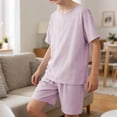 thumbnail image 6 of Edvintorg Girls Summer 2 Piece Sets Lightweight Short Sleeve Crewneck Tops and Shorts Loungewear Matching Set Teen Clothes Size 11-18, 6 of 8