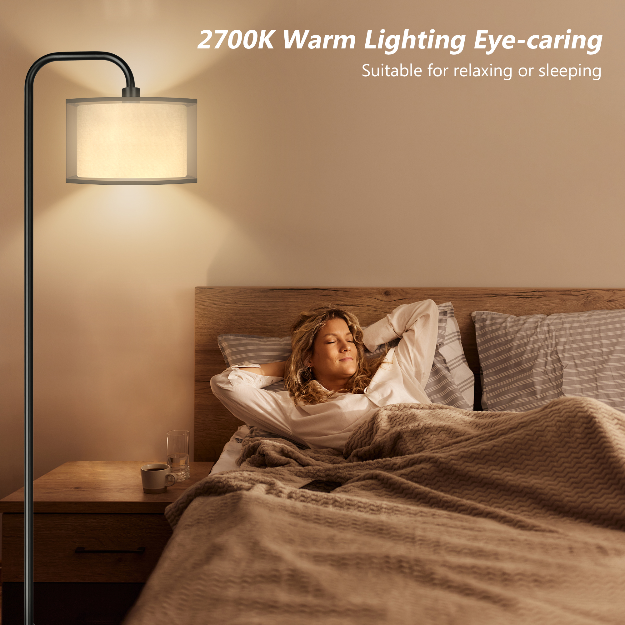 65" Modern Floor Lamp with Foot Switch  for Bedroom Living Room Study Room Office, Bulb Included