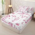 thumbnail image 2 of Erosebridal Western Cowboy Pattern Zipper Queen Comforter Set with Fitted Sheet and 2 Pillowcases,Cactus Plant Print Zipper Bedding Set,Pink White, 2 of 6
