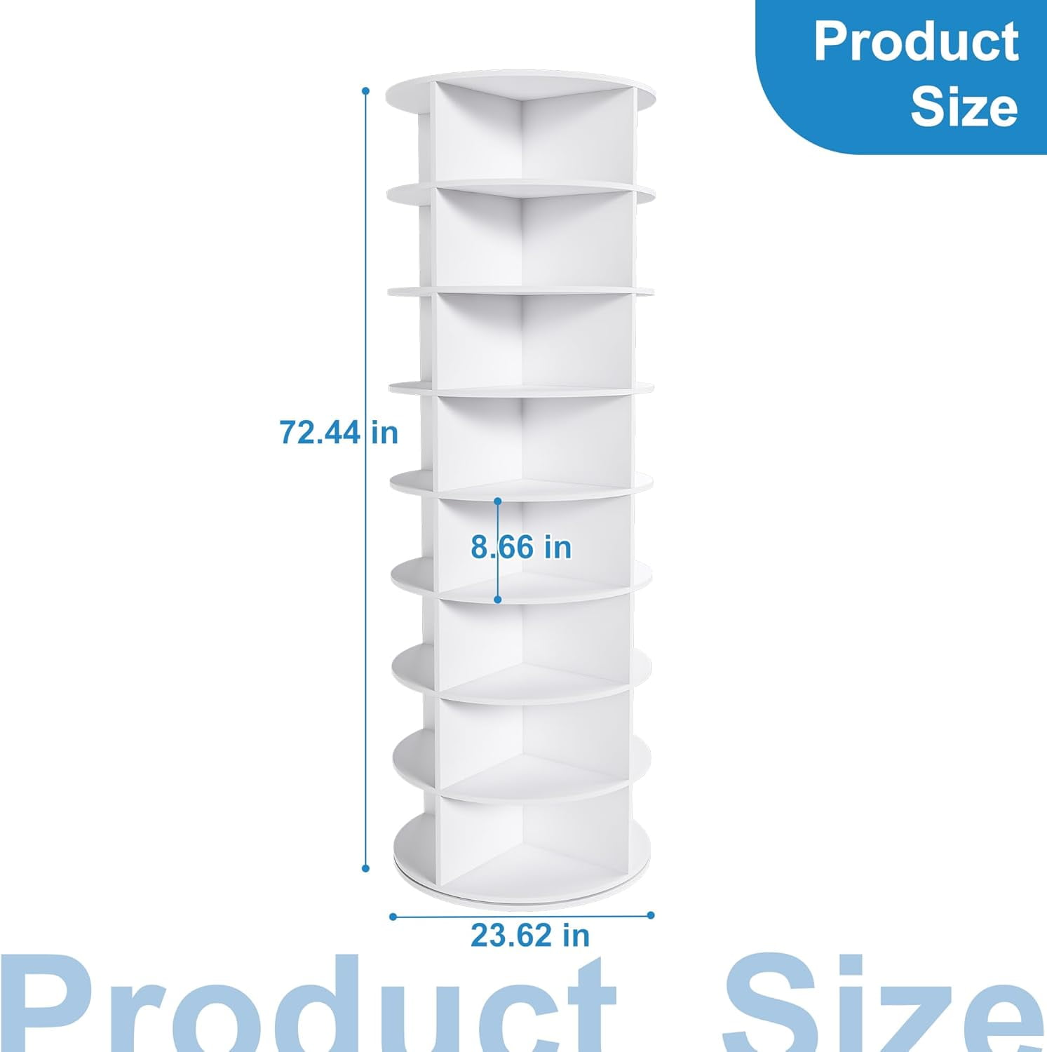 Montary 8-Tier Rotating Shoe Rack Tower Spinning Shoe Display Lazy Susan Tower, 360 Revolving Shoe Storage Organizer Rack for Living Room Entryway Doorway