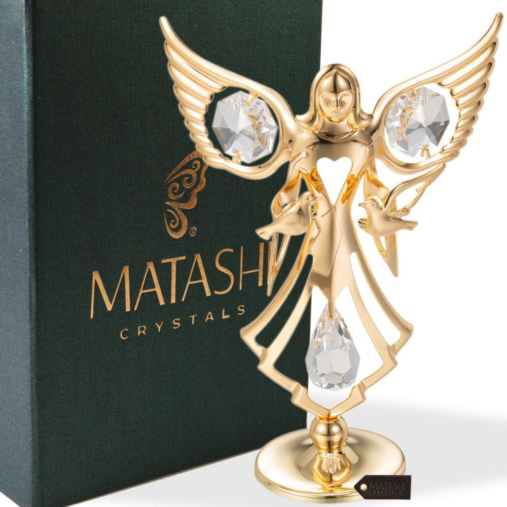Matashi 24K Gold Plated Crystal Studded Reindeer Ornament Tabletop Ornament Gift for Christmas Holiday Chrsitmas Decor