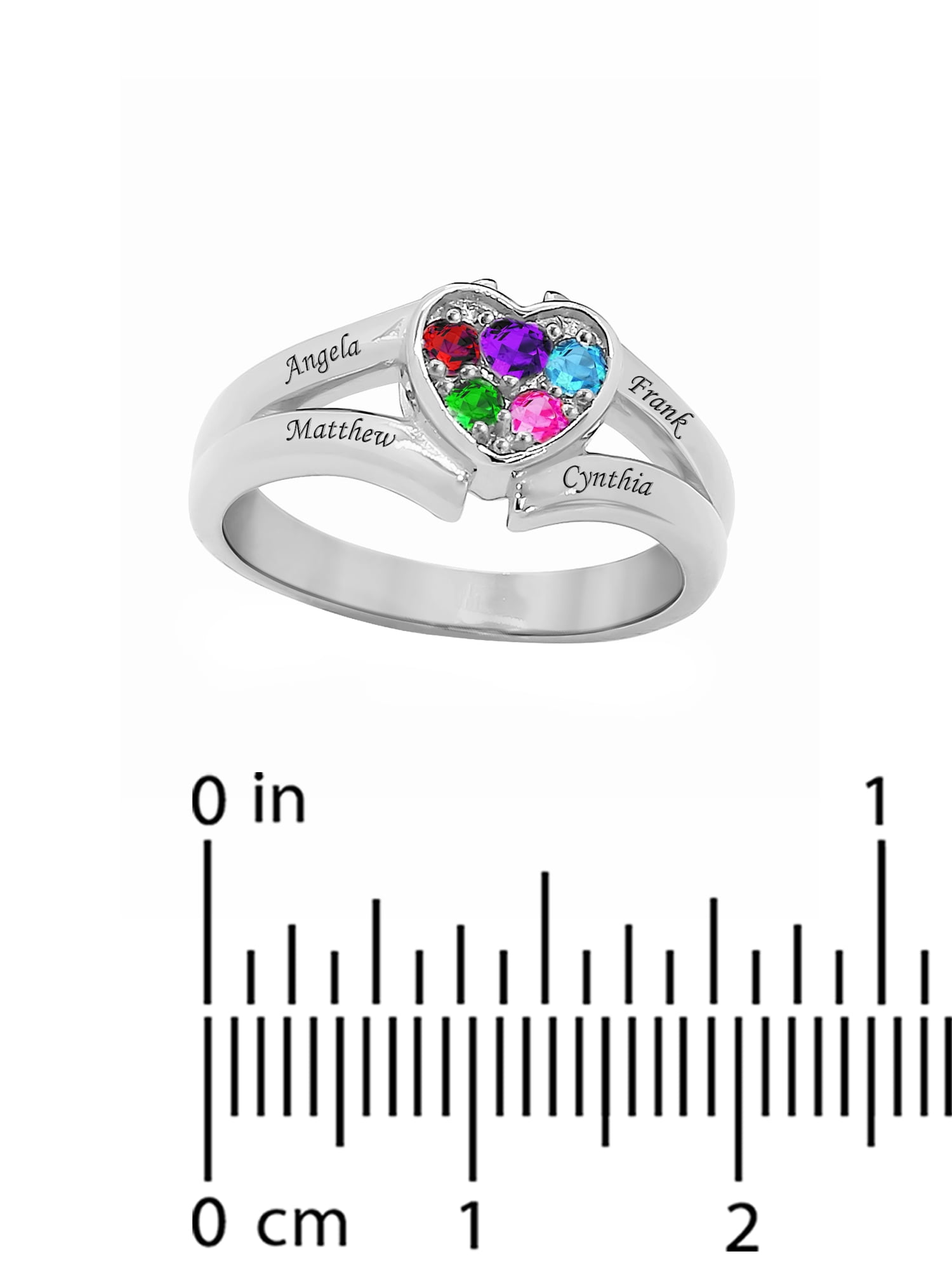 Laser Engraved Family Ring with Up to Five Birthstones