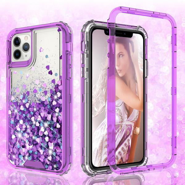 Noir Case For Apple Iphone 11 Hard Clear Glitter Liquid Waterfall Case Cover Purple Walmart Com Walmart Com