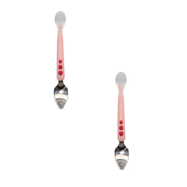 Oleegame 2PC Kitchen Utensils Set Double Ended 316 Stainless Steel Baby Spoons With Silicone Tips Perfect For Puree Feeding And Infant Weaning