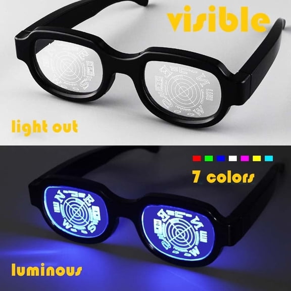 Science Fiction Glasses LED Luminous Light-Up Eyewear Futuristic Glow Party Glasses for Festival Costume Night Club