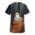 thumbnail image 5 of Stamzod Womens Scrub Tops with Pockets Halloween Print Casual V Neck Scrubs Plus Size Short Sleeve Scrub Top, 5 of 5