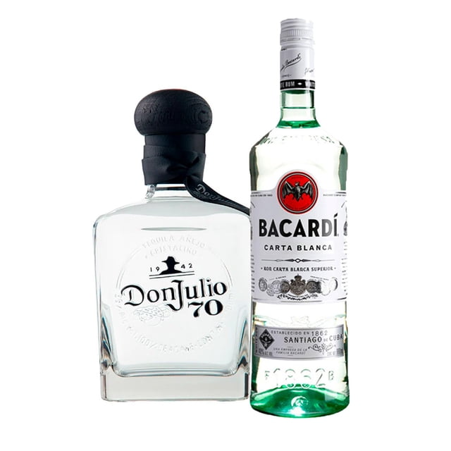 Tequila Don Julio 70 Cristalino Añejo 700 mL + Ron Bacardi Carta Blanca 750 ml Don Julio 70 Cristalino Añejo 7 + Bacardi Carta Blanca