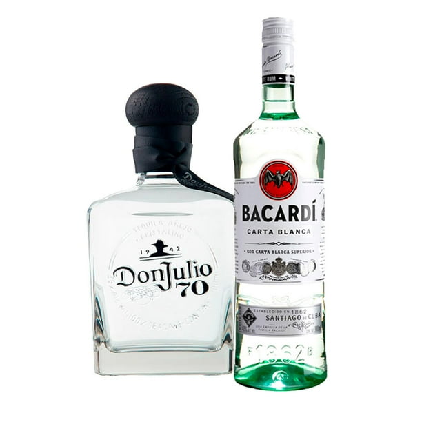Tequila Don Julio 70 Cristalino Añejo 700 mL + Ron Bacardi Carta Blanca 750 ml Don Julio 70 Cristalino Añejo 7 + Bacardi Carta Blanca