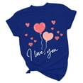 thumbnail image 4 of Honeeladyy Valentines Day Shirts for Womens Funny Love Heart Printed T-Shirts Short Sleeve Graphic Tee Tops Anniversary Gift Blue XL, 4 of 5