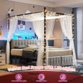 thumbnail image 5 of EnHomee Canopy Bed Frame Full with Headboard Upholstered Bed Frame with 2 Storage Drawers & LED Lights & Charging Station & 4 Removable Posts,Grey, 5 of 9