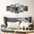 thumbnail image 2 of Elephant Stock Butterfly Pop Wall Art - Horizontal Multi Panel Canvas - 5 Pieceliving Room Wall Decor - Photography Animal Multi Panel - Gray And Blue Decor - 42" x 19", 2 of 4