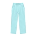 thumbnail image 4 of YOUYEDIAN Girls Baggy Sweatpants Casual Versatile Wide Leg Pants Comfy Soft Trousers (Sky Blue, 13-14 Years), 4 of 5