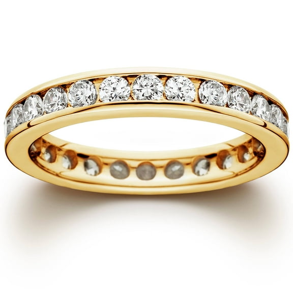 Pompeii 1 1/2 CT Channel Set Eternity Diamond Ring 14K Yellow Gold (G/H,I1)