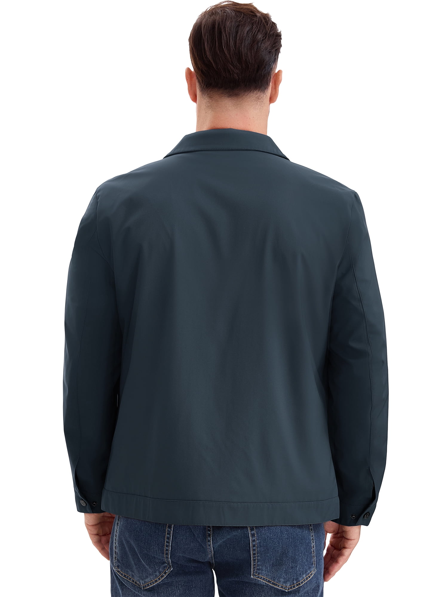 DARING DIVA Men's Long Sleeve Full Zip Up Lapel Solid Lined Jacket XL Dark Blue