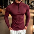 thumbnail image 4 of Cmfcve Mens Muscle Shirts 1/4 Zip Slim Fit Long Sleeve Shirts Casual Athletic Layering Tops, 4 of 6