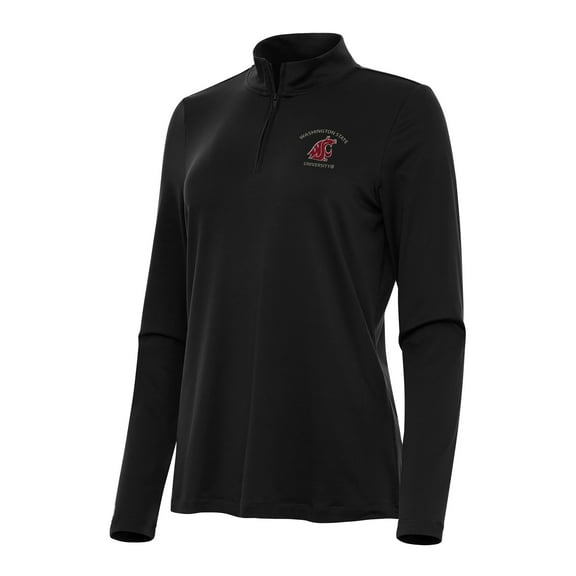 Women's Antigua Black Washington State Cougars Reprocess Quarter-Zip Top