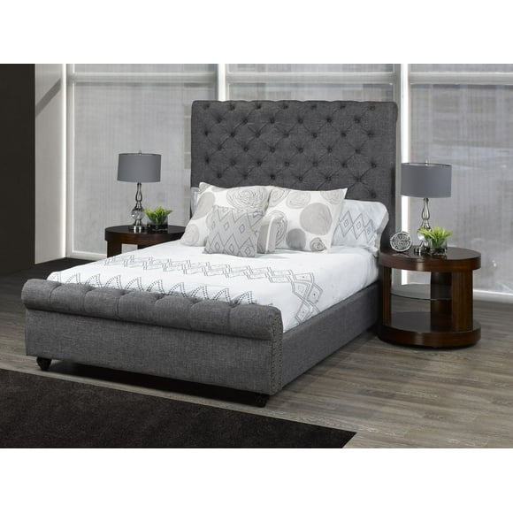 Victoria Queen Platform Bed, Grey