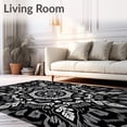 thumbnail image 2 of ODIKA 4'x6' Machine Washable Non-Slip Area Rug, Elegant Medallion Starburst Contemporary Modern Decorative Accent High Traffic Rug, Black, 564654, 2 of 7