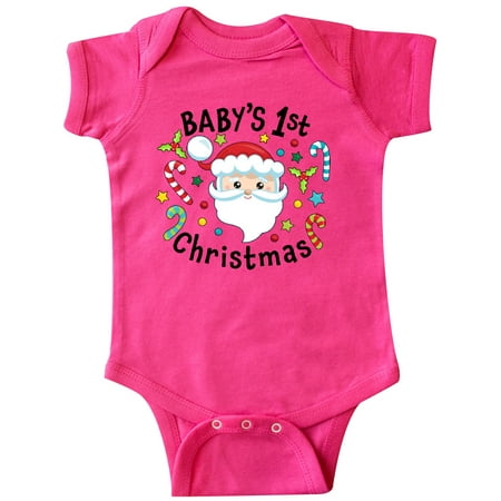 

Inktastic Baby s 1st Christmas Santa with Candy Canes Gift Baby Boy or Baby Girl Bodysuit