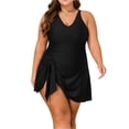 thumbnail image 2 of Women's Plus Size Swimsuit Solid Color Jumpsuit Swimsuit Bikini One Piece for Beach Pool Summer,Black,2XL, 2 of 8