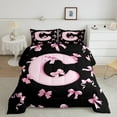 thumbnail image 3 of Feelyou Kawaii Monogrammed C Bedding Comforter Set for Teen, Black Pink Bow-tie Twin Comforter Sets, Cartoon Princess Bow Reversible Bedding Set, Super Cozy Room Decor, 2 Pieces, 3 of 9