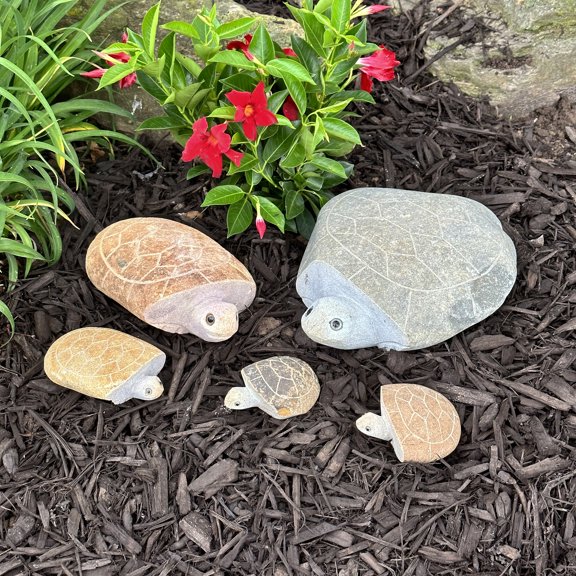Stone Age Creations Family of Boulder Turtles 5 Pcs 4"x2 6" 10" 14"