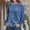 Blue, variant on Sakmal Long Sleeve Summer Tops for Women 2024 Blue Solid Velvet Crew Neck T-Shirts Ladies Shirts