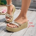 thumbnail image 7 of Rokment Studded Metallic Platform Wedge Slides Dress Sandals for Woman Trendy Casual Transparent Chunky Slip on Heeled Summer Pumps Slippers Gold Size 6, 7 of 7