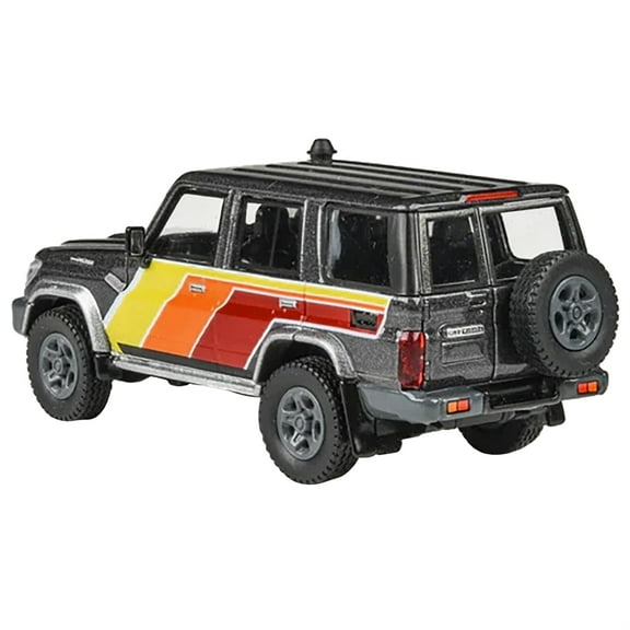 2014 Toyota Land Cruiser LC76 "TRD Livery" Gray Metallic with Stripes 1/64 Diecast Model Car by Paragon Models