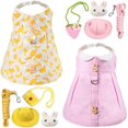 thumbnail image 1 of 2 Sets Cute Pet Rabbit Dress Small Animal Harness Vest and Leash with Mini Hat Bag Escape-Proof Pet Harness Dress Accessory for Rabbit Guinea Pig Hedgehog Ferret Piggy (Pink Rabbit, Yellow Banana), 1 of 7