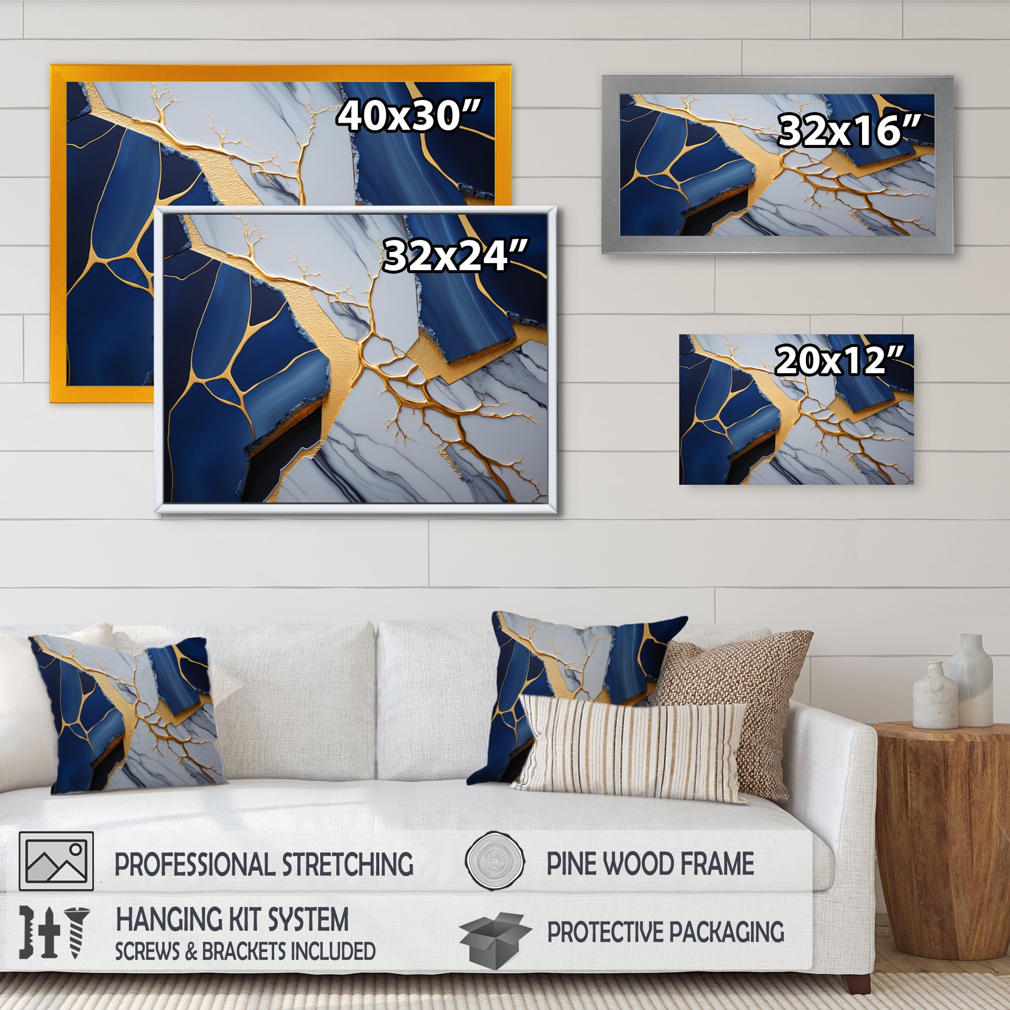 Designart Abstract Geode Blue I Canvas Wall Art