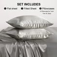 thumbnail image 5 of Lorviah 3 Piece Satin Sheet Set Twin Size - Silky Soft Cooling Bedding - Includes Deep Pocket Fitted Sheet, Flat Sheet & Pillowcase - Gray, 5 of 7