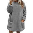 thumbnail image 2 of tarylea Plus Size Crew Neck Sweatshirt for Women Long Sleeve Plush Pullover Casual Loose Winter Comfy Tops with Pockets, 2 of 3
