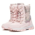 thumbnail image 2 of Winter Snow Boots for Girl Waterproof with Fully Fur Lined Lightweight Kids Antiskid Steel Buckle Ankle Hiking Boots Girls Slip Resistant Walking Boots Cold Weather (Little Kid/Big Kid) Pink 33, 2 of 7