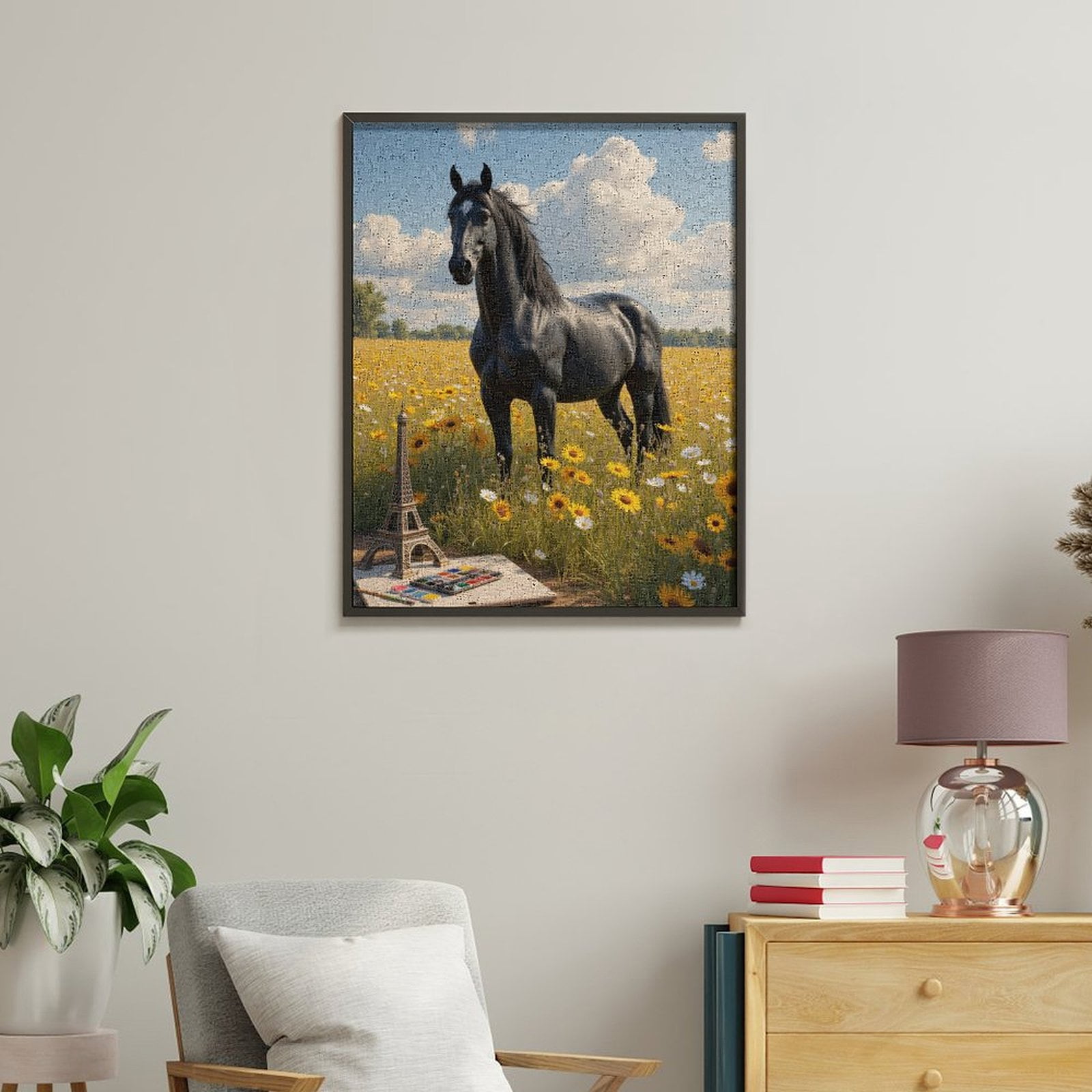 Paint By Numbers Kit for Adults Beginner - Horse Field Painting Tower DIY Canvas Painting Kits for Adults, Frameless Paint By Number for Adults for Home Wall Decor 16x20 Inch